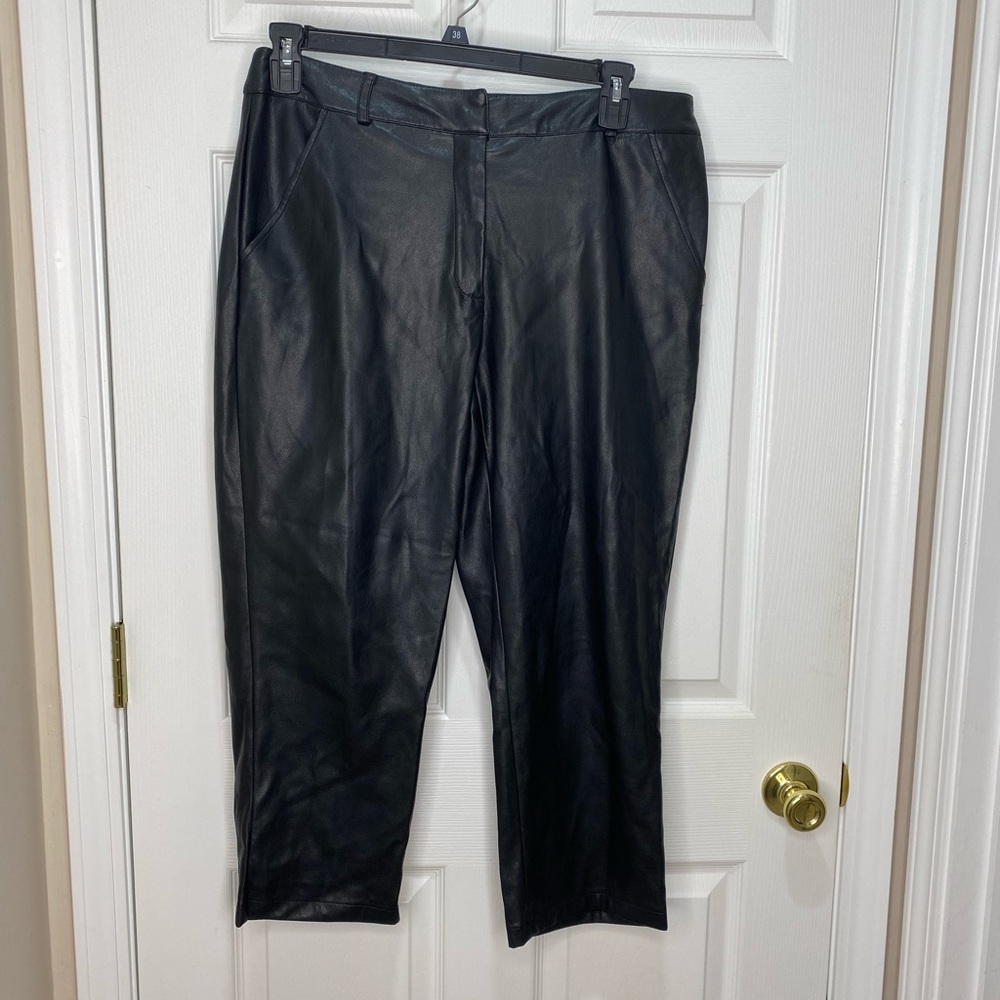 7 For All Mankind Black Faux Leather Trousers